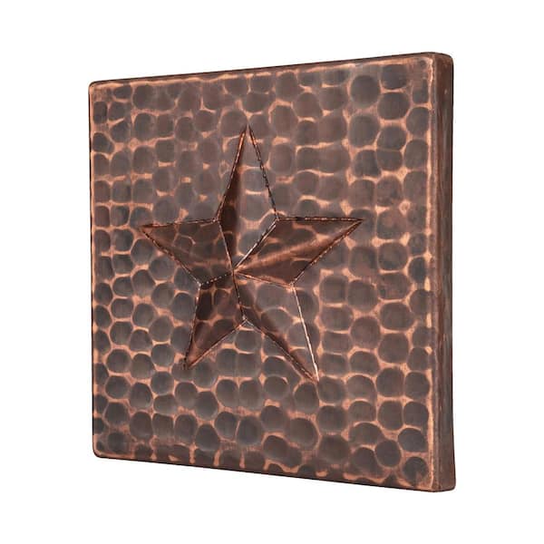 4 in. x 4 in. Hammered Copper Star Decorative Wall Tile in Oil Rubbed Bronze (4-Pack)