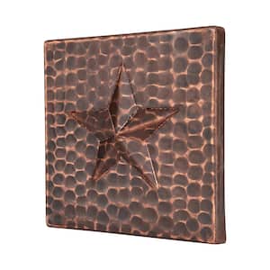 4 in. x 4 in. Hammered Copper Star Decorative Wall Tile in Oil Rubbed Bronze (8-Pack)