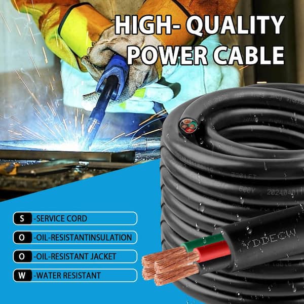 5 ft. 6 AWG 4-Conductor SOOW 600V Portable Extension Cord Indoor