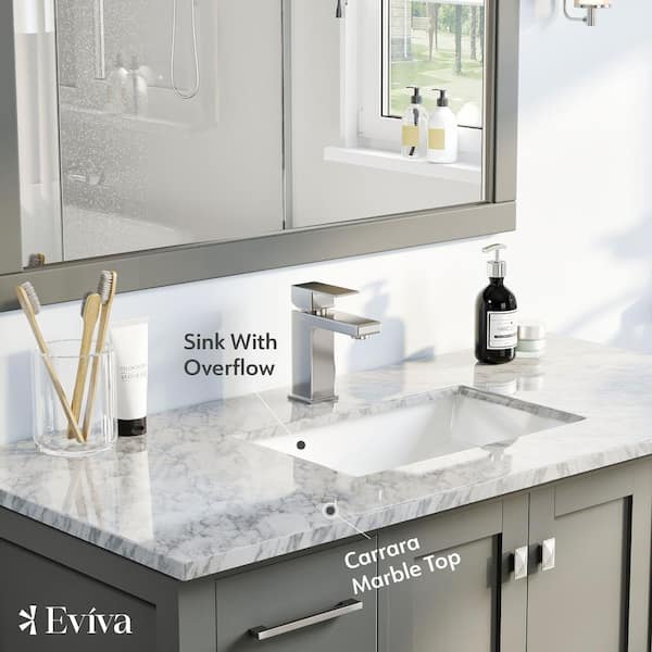 Eviva London 48 in. W x 18 in. D x 34 in. H Vanity in Grey with Carrera  Marble Top in White TVN414-48X18GR - The Home Depot