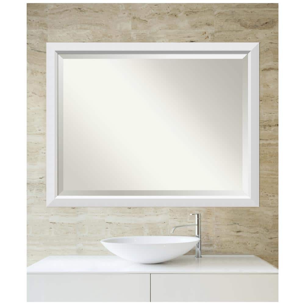 Blanco White Rectangular Wood Framed Bathroom Vanity Mirror