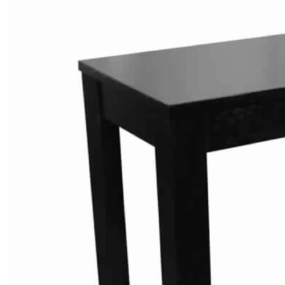 Black Wooden Chairside Table with Bottom Shelf