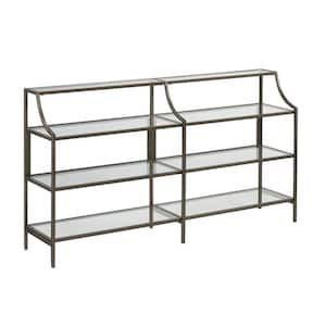 60 in. Bronze/Clear Standard Rectangle Glass Console Table with Shelves
