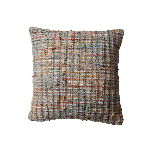 Storied Home Many-Colored Polyester 18 in. x 18 in. Woven Acrylic Blend Boucle Throw Pillow