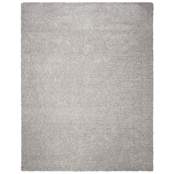 Madrid Shag 11 ft. x 14 ft. Silver Solid Color Area Rug