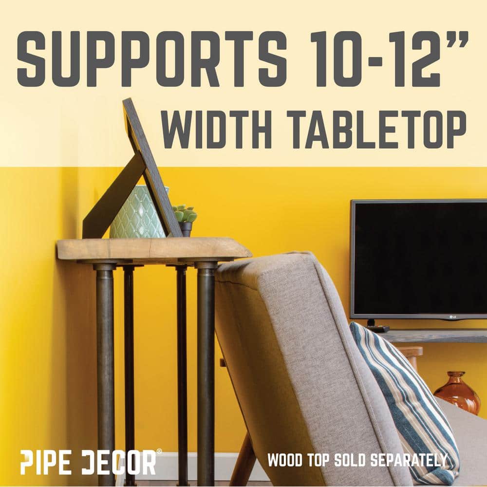 3.25 ft Dark Grey Steel Pipe Leg Kit for Console Table - 2 Pack