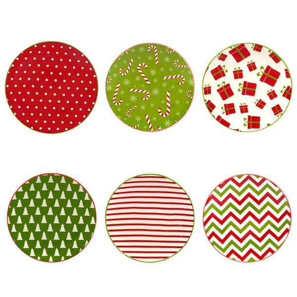 Certified International Holiday Fun Assorted Colors Canape Plate