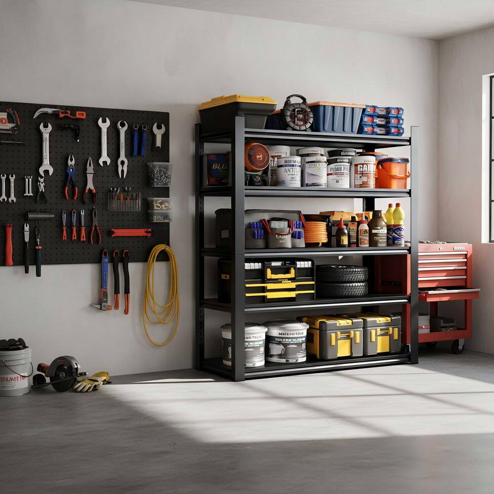 5-Tier Heavy Duty Steel Boltless Adjustable Storage Rack in Black (47.2 in. W x 78 in. H x 18 in. D) price history on PriceWatchPro