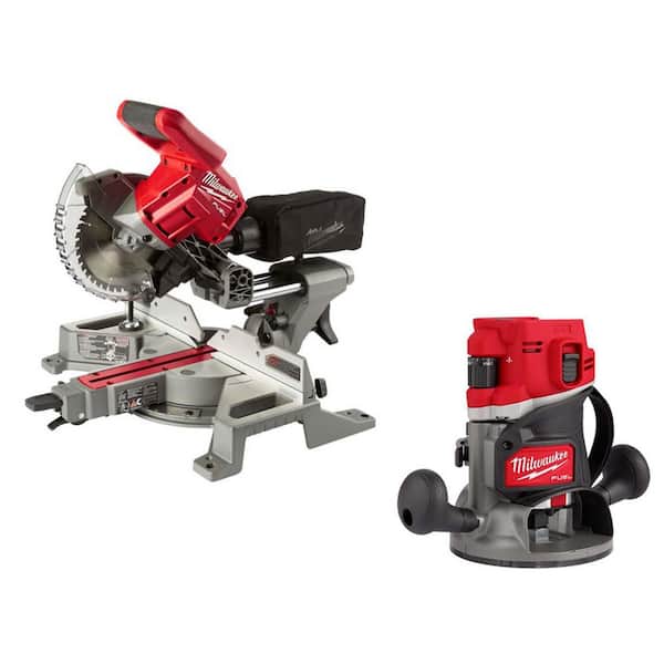 M18 FUEL 18V Lithium-Ion Brushless Cordless 7-1/4 in. Dual Bevel Sliding Compound Miter Saw w/ M18 Router