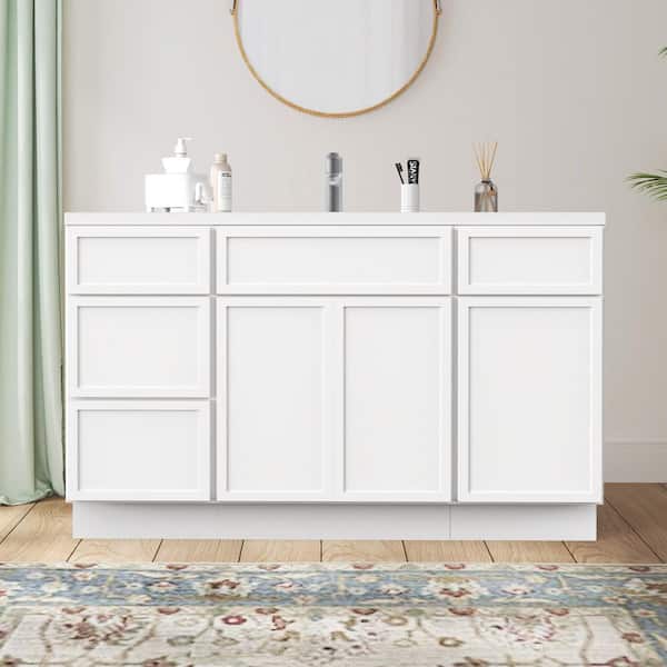 54 in. W x 21 in. D x 32.5 in. H Bath Vanity Cabinet without Top in White (Unassembled)