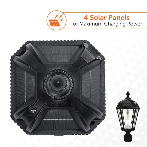GAMA SONIC Royal Bulb 1-Light Black Outdoor Solar Post Light