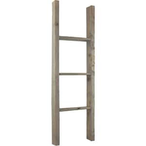 15 in. x 48 in. x 3 1/2 in. Barnwood Decor Collection Reclaimed Grey Vintage Farmhouse 3-Rung Ladder