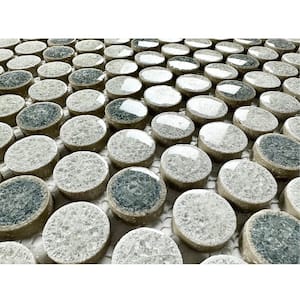 Monet Jewels Gray Blue 1 in. x 1 in. Penny round Mosaic Porcelain Decorative Artistic Tile (12 sq. ft./Case)