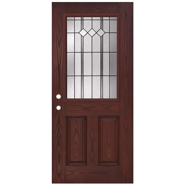 Steves & Sons 36 in. x 80 in. Reliant Series Epic 1/2 Lite Rosewood Right-Hand Inswing Stained Fiberglass Prehung Front Door