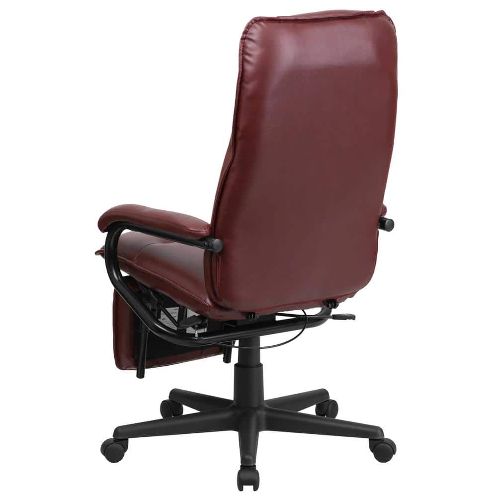 Burgundy High-Back LeatherSoft Swivel Executive Chair with Footrest