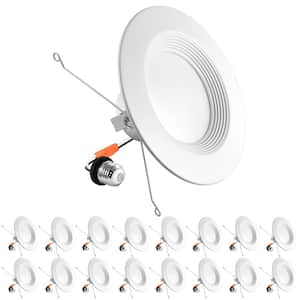 5/6 in. Can Light 14-Watt 5-Color Selectable Dimmable Remodel Integrated LED Recessed Light Kit Baffle Trim (16-Pack)