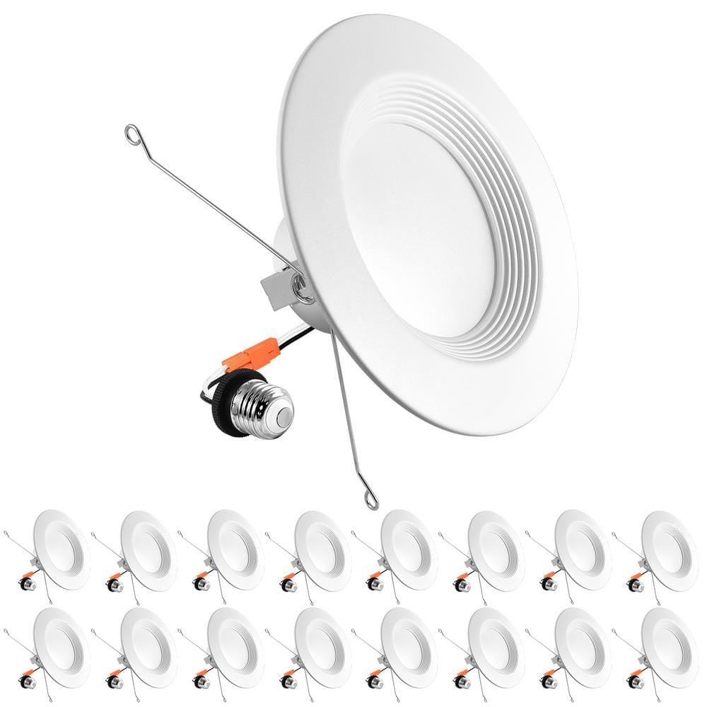 5/6 in. Can Light 14-Watt 5-Color Selectable Dimmable Remodel Integrated LED Recessed Light Kit Baffle Trim (16-Pack) price history on PriceWatchPro