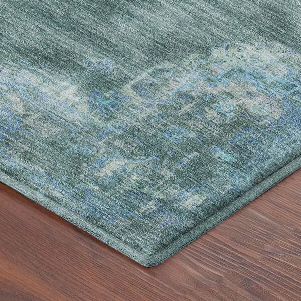 Mayfield Premium Machine Washable Abstract AMF2321 Teal 10 ft. x 14 ft. Area Rug