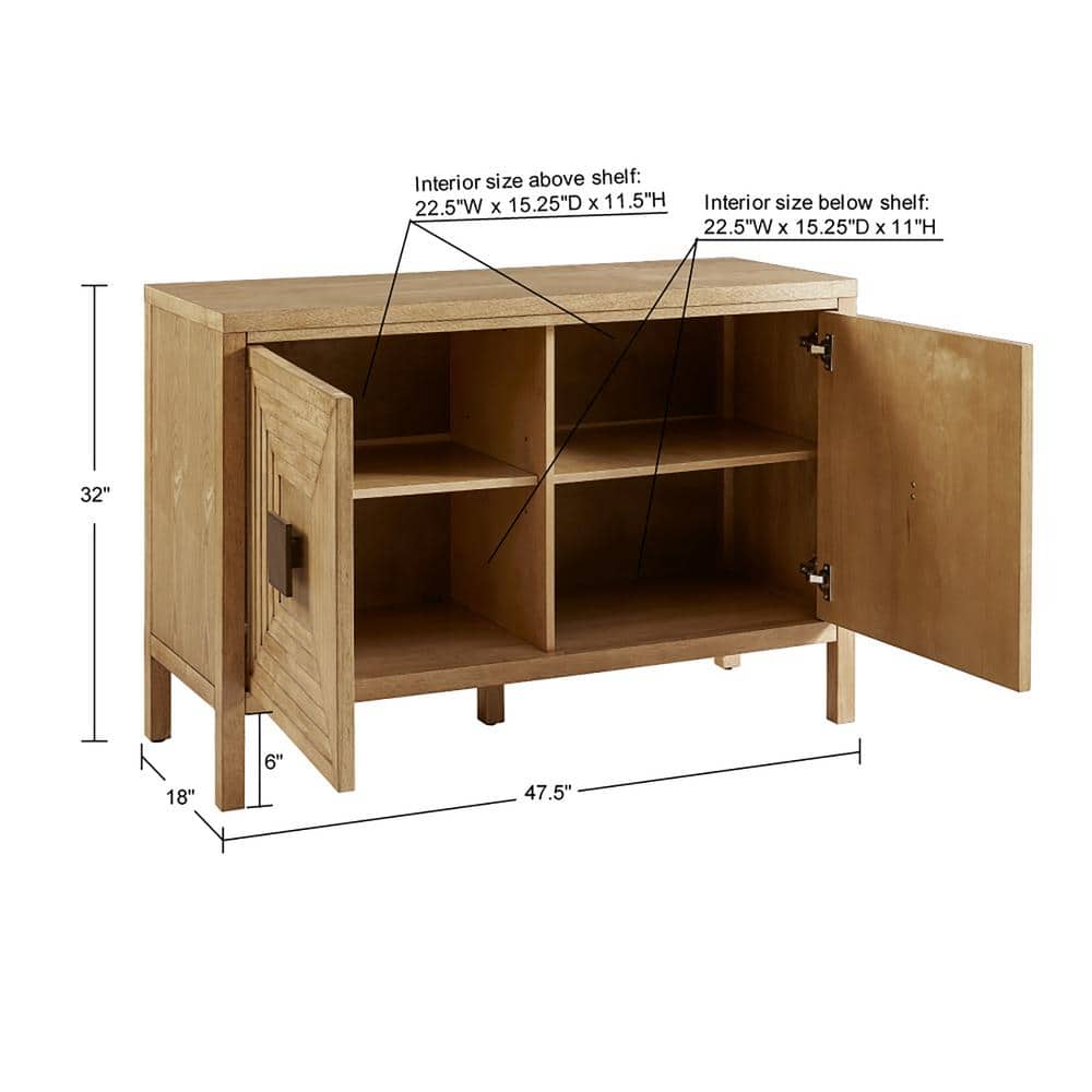 Natural Wood 2-Door Accent Cabinet with Adjustable Shelves