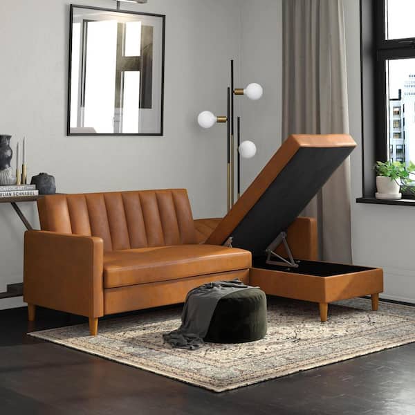 Leather futon sectional discount