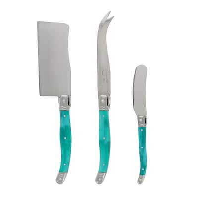Laguiole 3-Piece Stainless Steel Turquoise Cheese Knife Set
