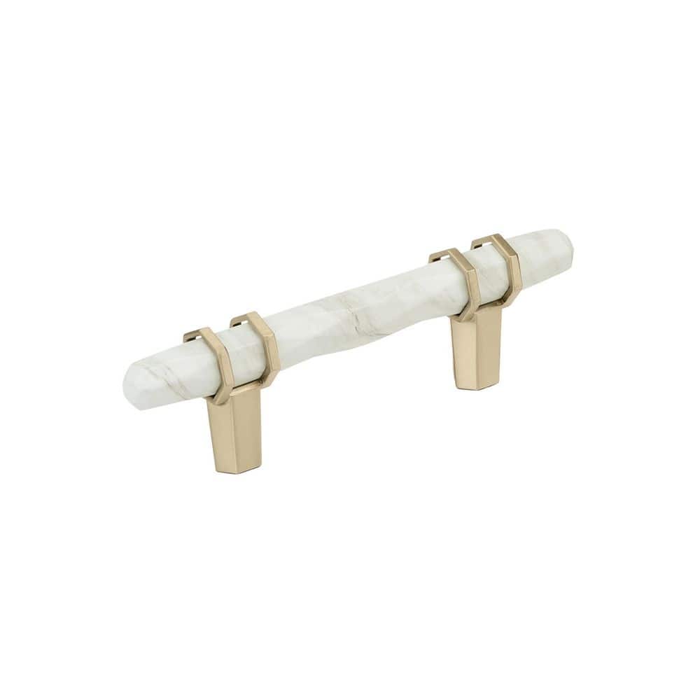Carrione 3 in. (76mm) Center-to-Center Marble White/Golden Champagne Bar Cabinet Pull price history on PriceWatchPro