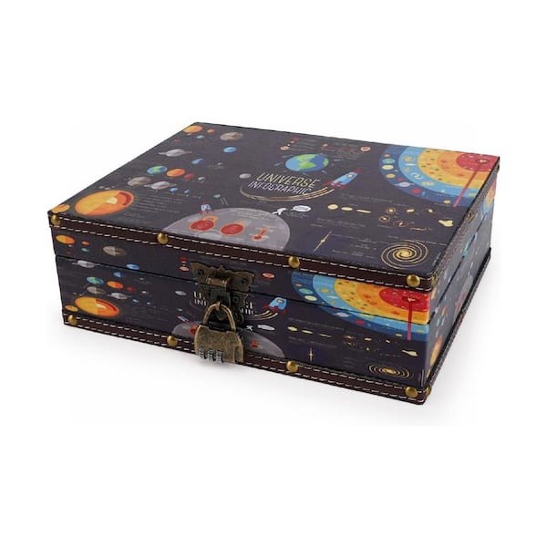 Brown 11 in. x 4 in. Wood Decorative Box with Lid and Lock