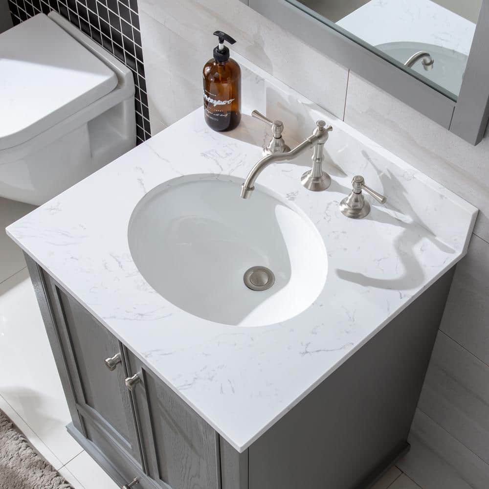 Melissa 30" Grain Gray Single Vanity with Carrara White Top
