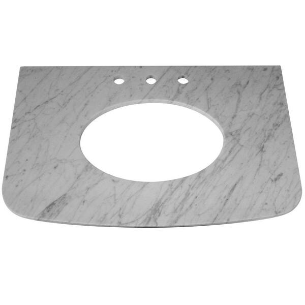 Porcher Savina 33-1/2 in. Stone Vanity Top in White Carrara without Basin-DISCONTINUED