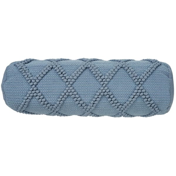 Mina Victory Lifestyles Ocean Blue Diamond Removable Cover 20 in. x 6 in. Bolster Throw Pillow