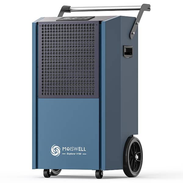 190 pt. 7,500 sq. ft. Bucketless Commercial Dehumidifier with Pump 8-in. Wheels Portable Heavy Duty for Basement in Blue