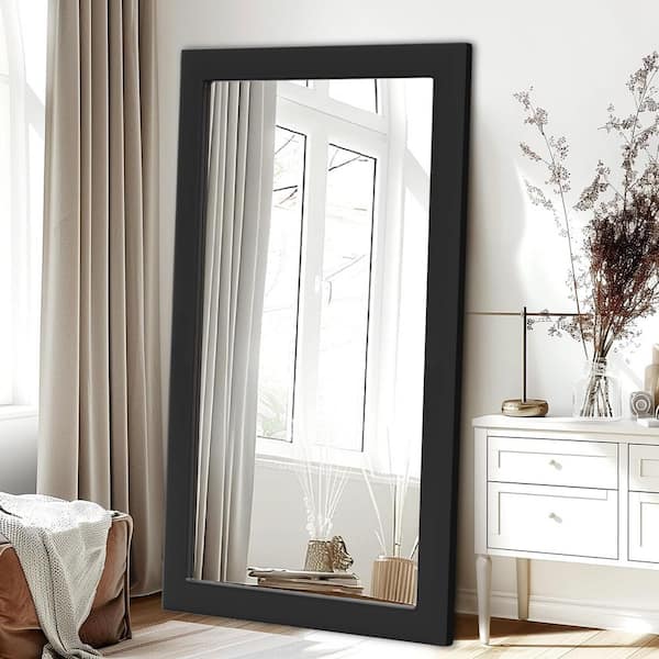 32 in. W x 71 in. H Simple Rectangular Black Wood Frame Bathroom Mirror Vanity Mirror Wall Mirror/Floor Mirror