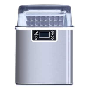 45 lbs. Freestanding Ice Maker in Silver with Ice Scoop