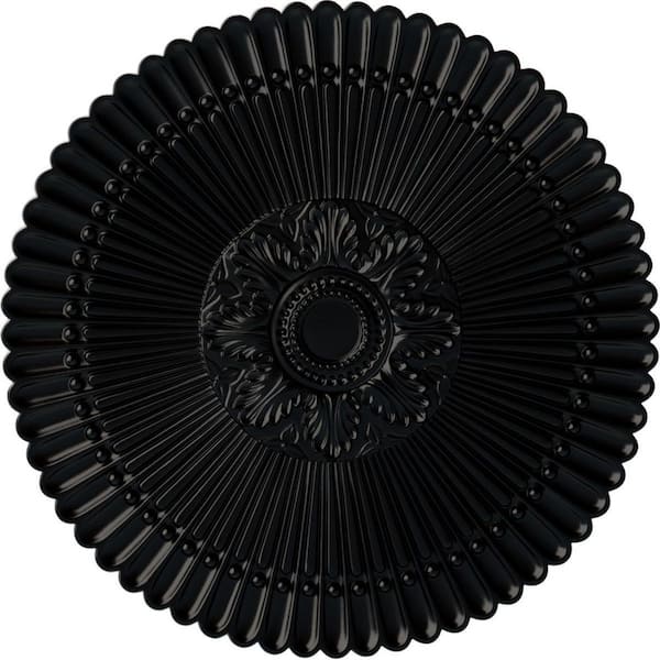 Ekena Millwork 30" x 1-1/4" Nexus Urethane Ceiling Medallion (Fits Canopies up to 2-3/4"), Hand-Painted Jet Black