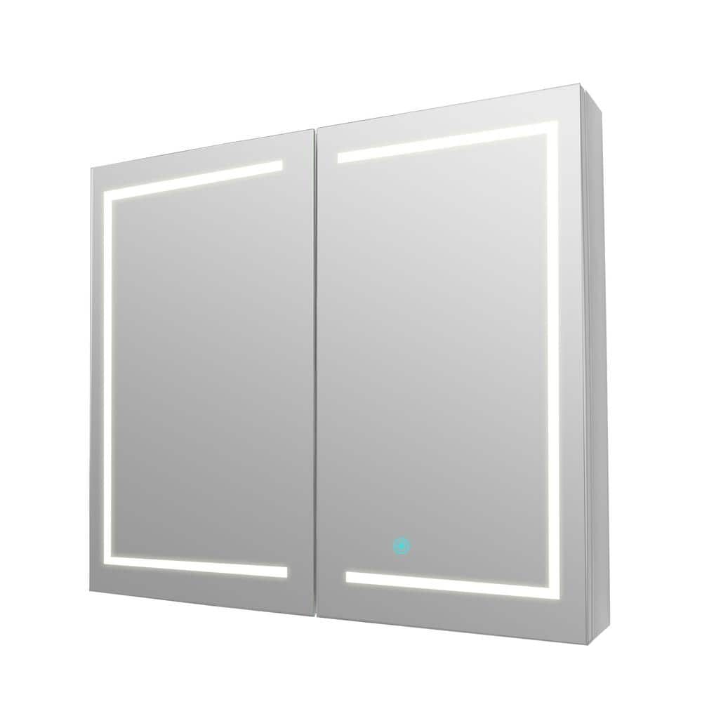 48'' Wide White LED Wall Mounted Medicine Cabinet with Mirror