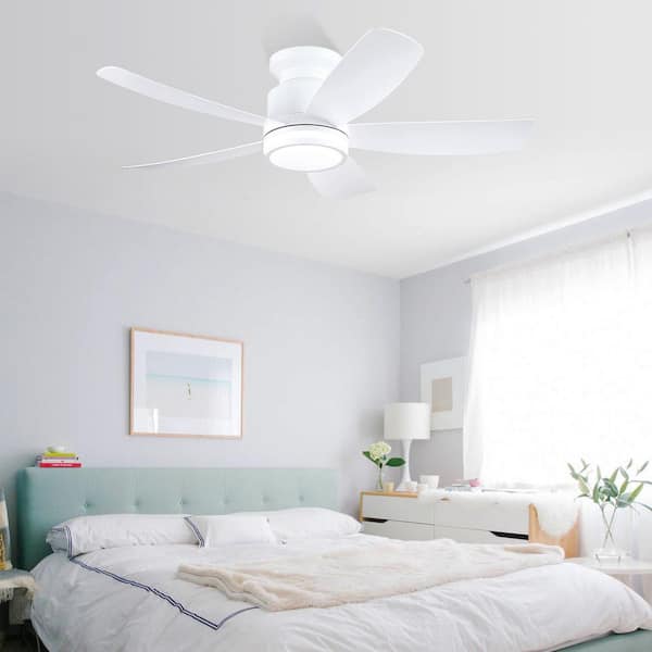 Kviflon 41 in. Indoor/Outdoor Flush Mount White Ceiling Fan with