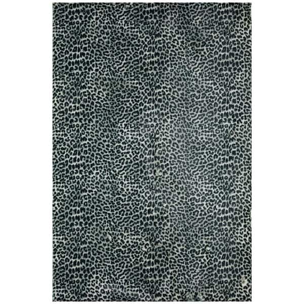 8 X 10 Black Animal Print Runner Rug
