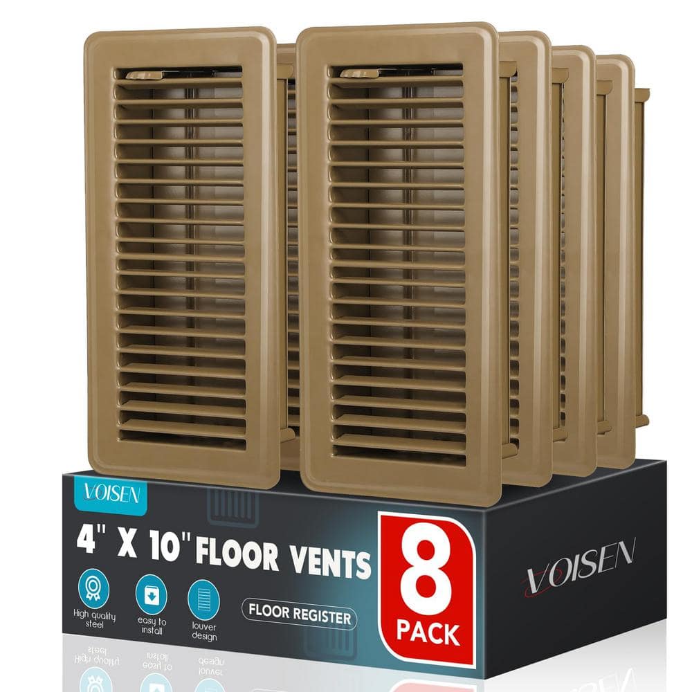 8 Packs 4 in. x 10 in. Glod Steel Manual Heavy Duty Walkable Floor Vents fo