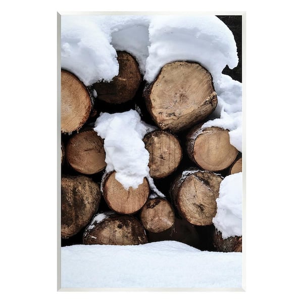 Stupell Industries Winter Snowy Logs by Incado 1-Piece Unframed Graphic Print Nature Poster Art Print 19 in. x 13 in.