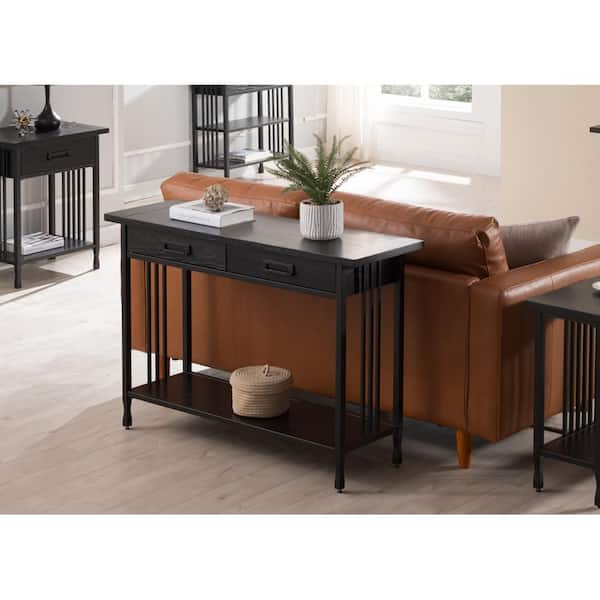 Leick Home Ironcraft 46 in. W x 14 in. D x 30 in. H Black Wash 