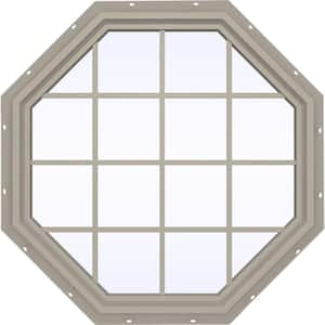 47.5 in. x 47.5 in. V-4500 Series Desert Sand Vinyl Fixed Octagon Geometric Window with Colonial Grids/Grilles