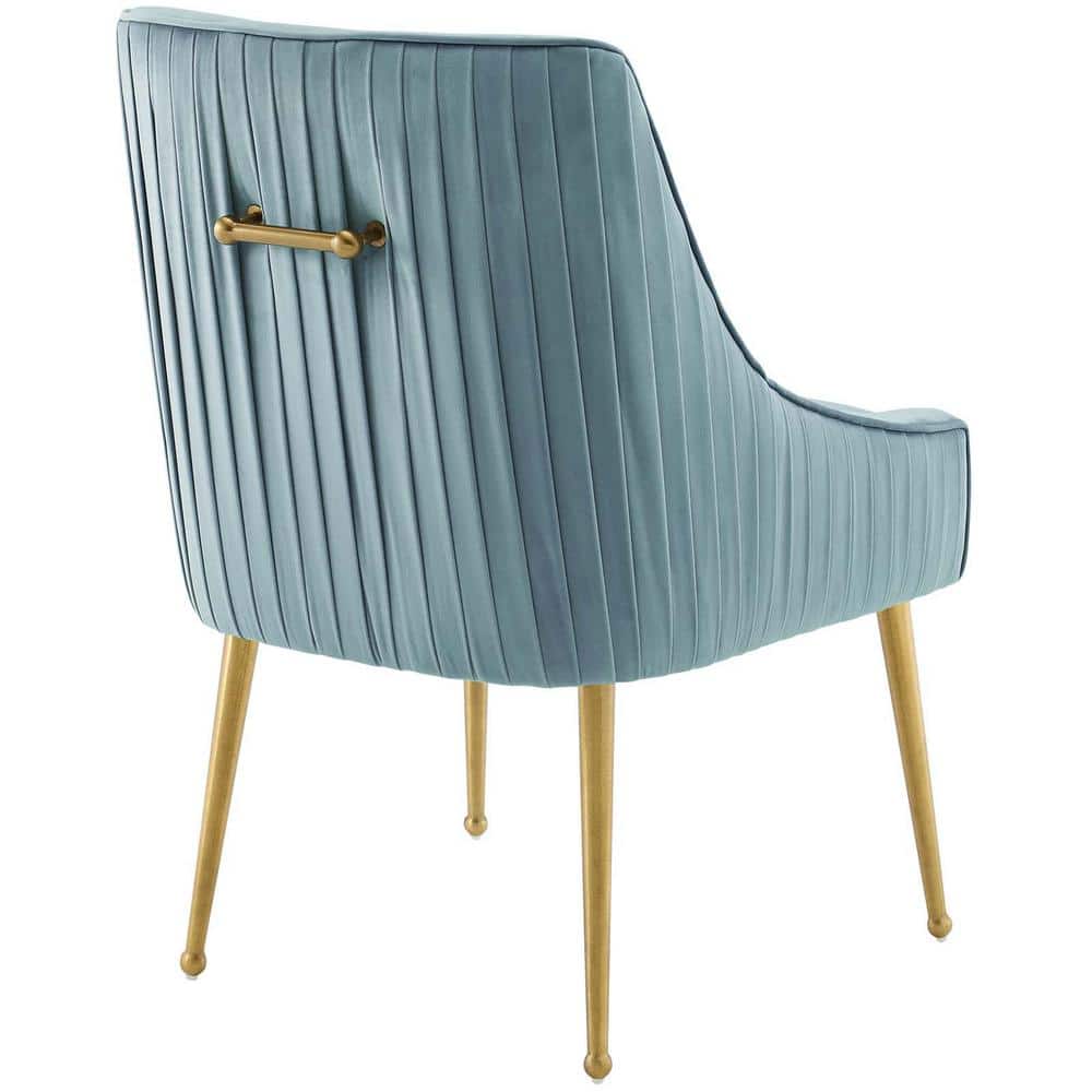 Elysian Light Blue Velvet Upholstered Side Chair with Gold Metal Legs
