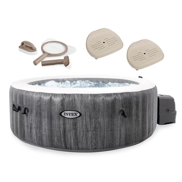 Intex PureSpa Plus Inflatable 4-Person Hot Tub Jet Spa with Maintenance Kit and 2 Seats