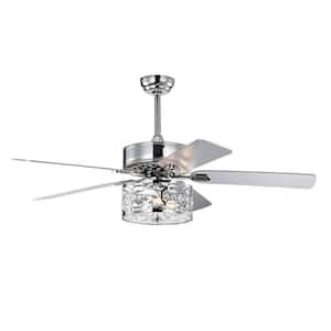 52 in. Smart Indoor Chrome Crystal Ceiling Fan with Remote Control (Bulb Not Included)