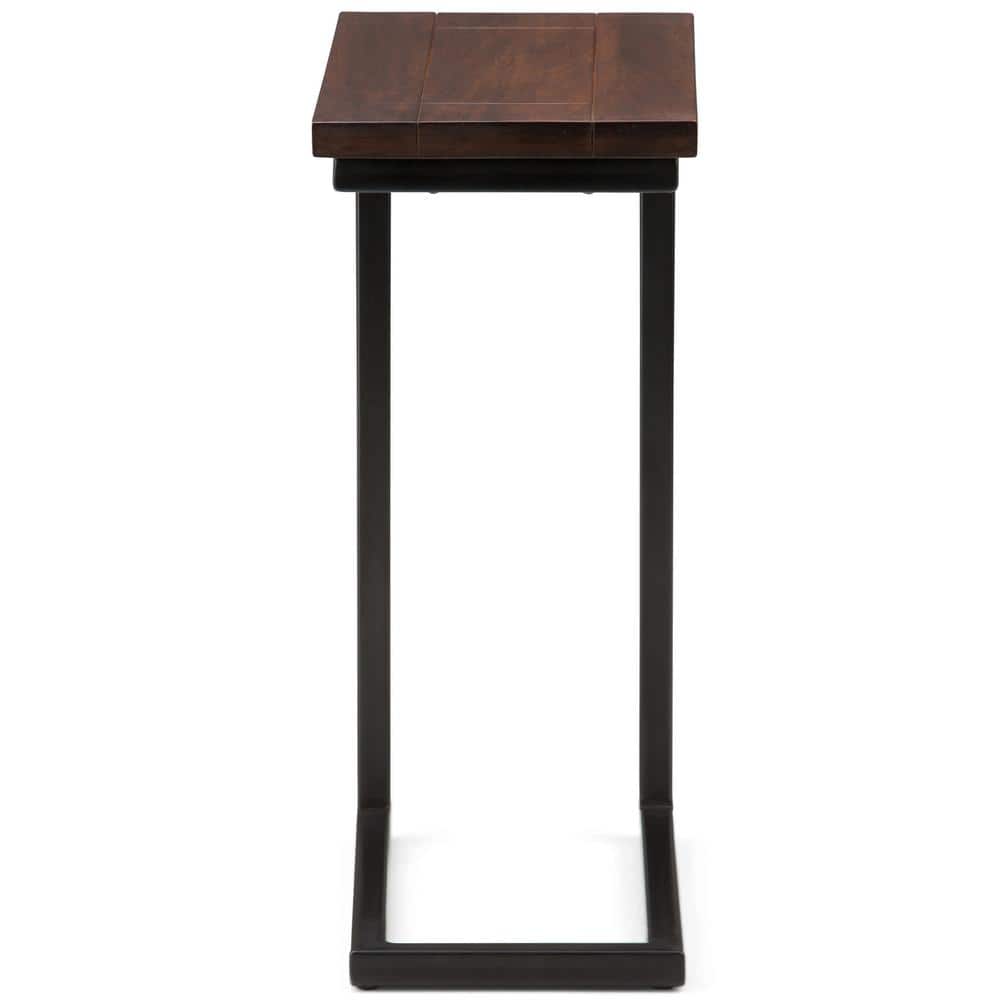 Modern Industrial Cognac Brown Mango Wood and Metal C-Side Table