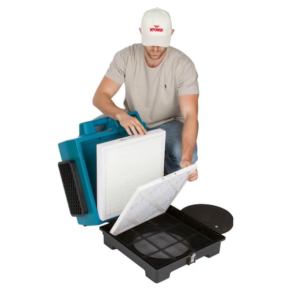 XPOWER 1500 sq. ft. HEPA Air Scrubber in Blue with Built-in Power