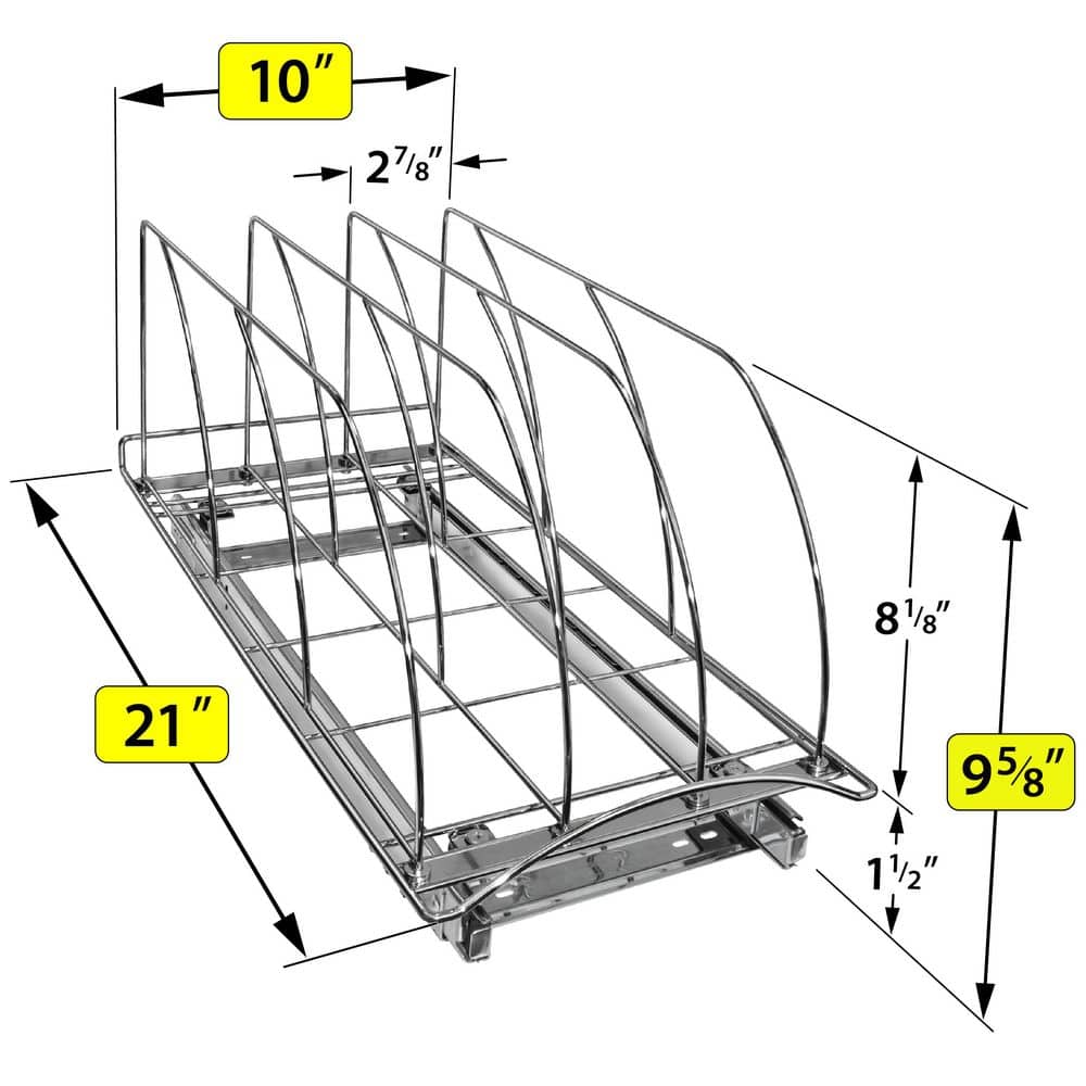 Chrome Slide Out Cutting Board and Bakeware Organizer Rack