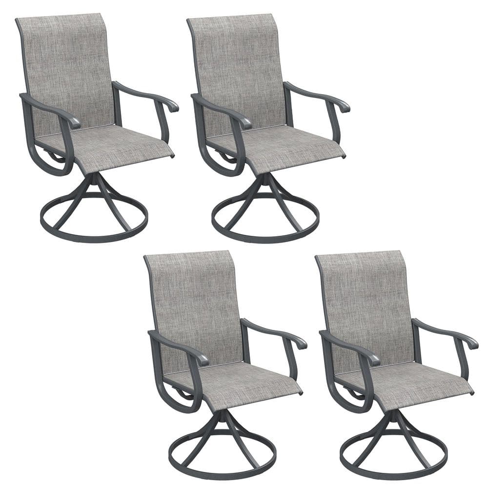 Gray Metal Outdoor Dining chair with 360° Swivel Sling in Gray Set of 4 price history on PriceWatchPro