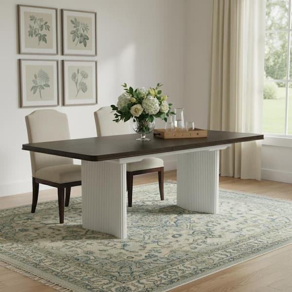 Black Stone 180 in. Double Pedestal Dining Table Seats Seats 10+