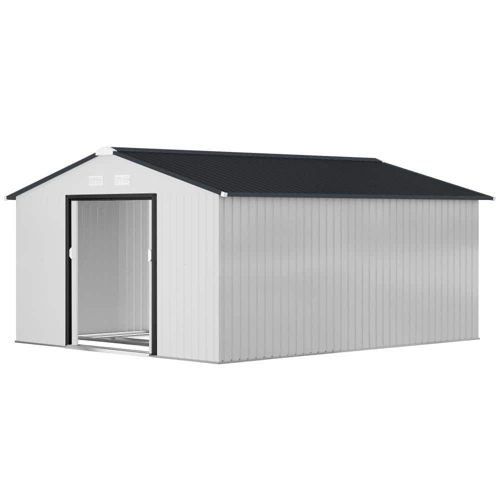 13 ft. W x 12 ft. D Outdoor Garden Metal Storage Shed with Double